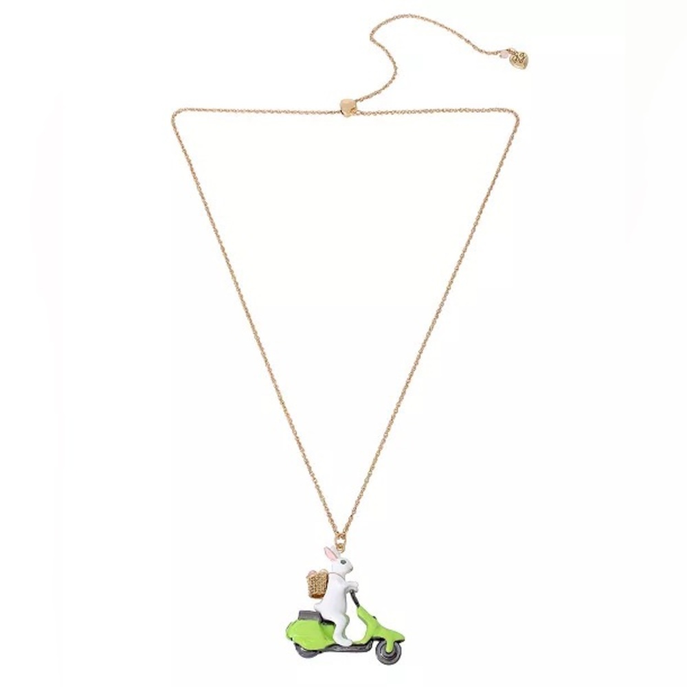 Betsey Johnson Bunny Vespa Pendant Slider Necklace - Picture 1 of 4